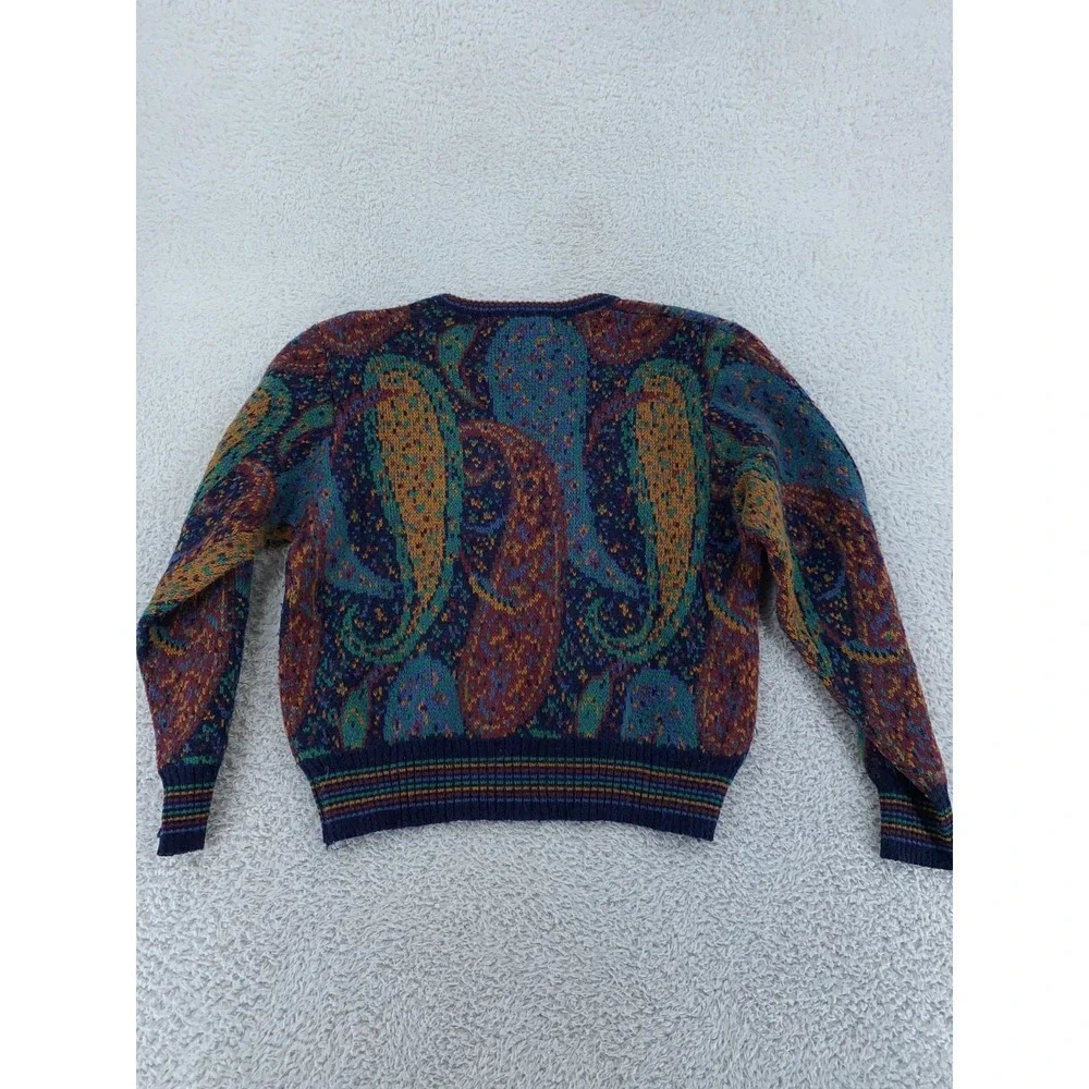 Vintage Sphinx Sweater CROP FIT Small Paisley‎ Knit Pullover Italy 90s